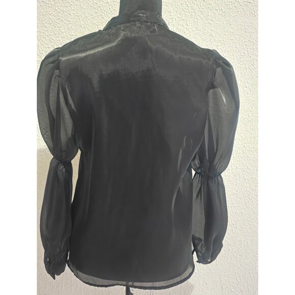 18 Centimeters Sheer Grunge Button-Up Blouse With Puff Sleeves - Size S - Picture 2 of 4